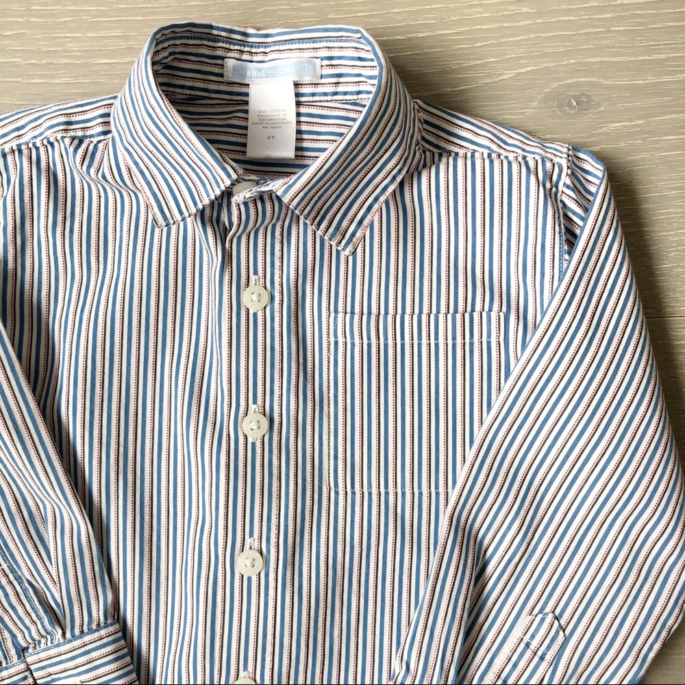 2T JANIE & JACK Striped Button-Up Dress Shirt EUC